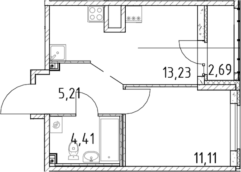 1-комнатная квартира 33.96 м², 21/23 эт., ЖК «Город Первых»
